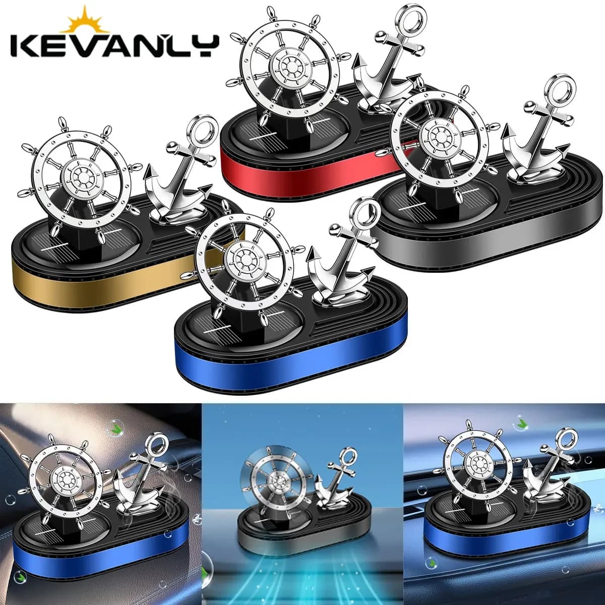 1x ship Anchor style Car deodorant scents deodorant rotating solar diffuser deodorant for durable interior decoration of the inner console of the car