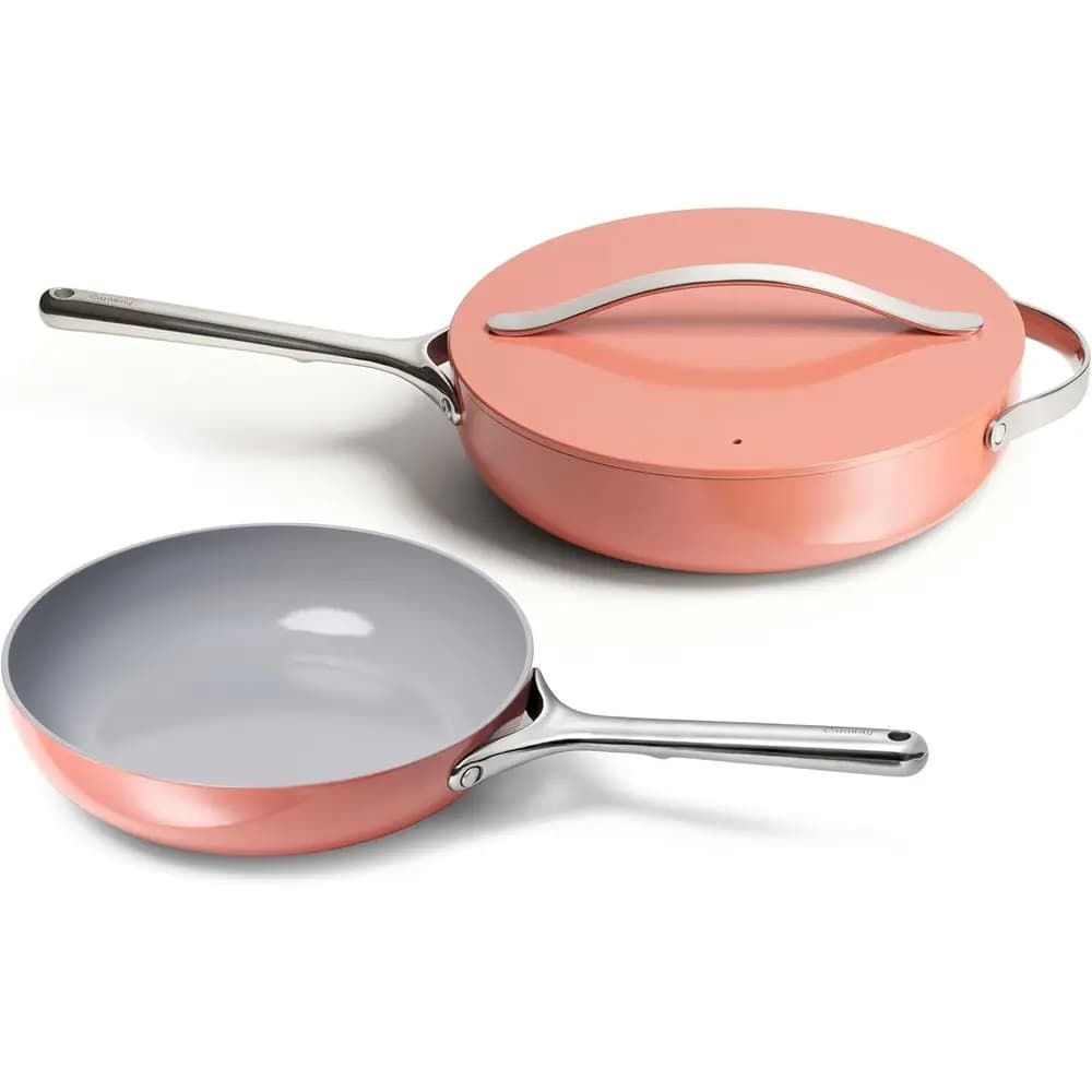 Padella con rivestimento in ceramica da 10,5 pollici e padella profonda da 11,8 pollici con coperchio - Antiaderente, adatta al forno