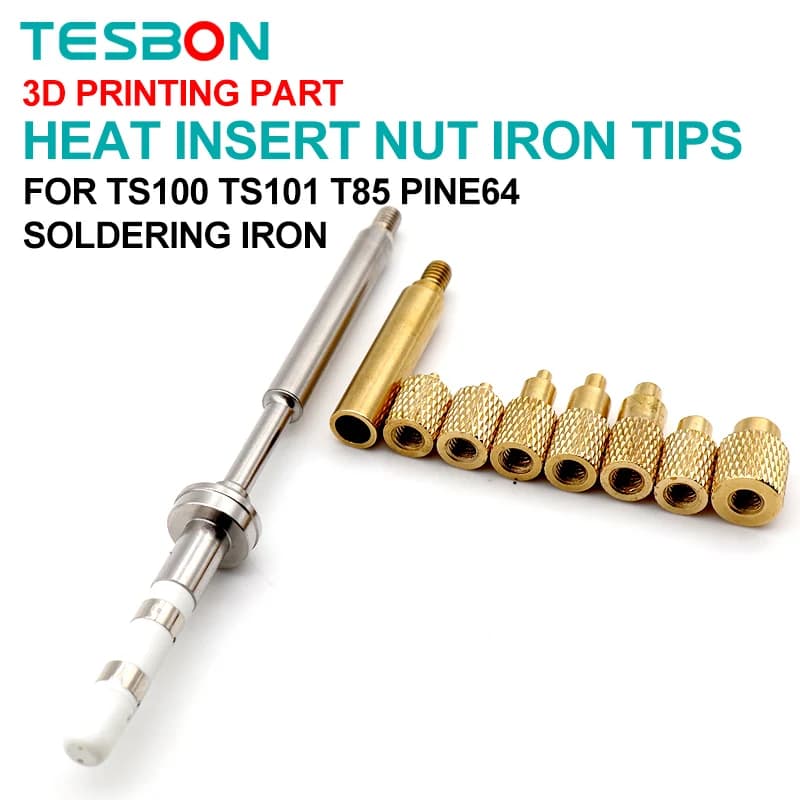 PIne64 TS100 Saldatura Inserto Termico Dado Punta di Ferro Filettatura Interna Testa M2-M8 Ottone Hot Melt Kit di Inserimento Per Stampante 3D