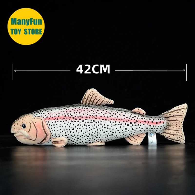 Peluche Realistico di Trota Arcobaleno, Giocattolo Morbido a Forma di Salmone, Pupazzo di Pesce d'Acqua Dolce, Regalo