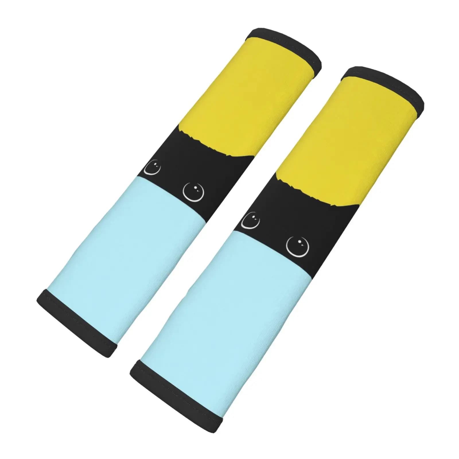 2-piece Set of Black Cartoon Cat Pattern Car Seat Belt Cover Shoulder Protection Comfortable Anti Pinch Neck Car Accessories