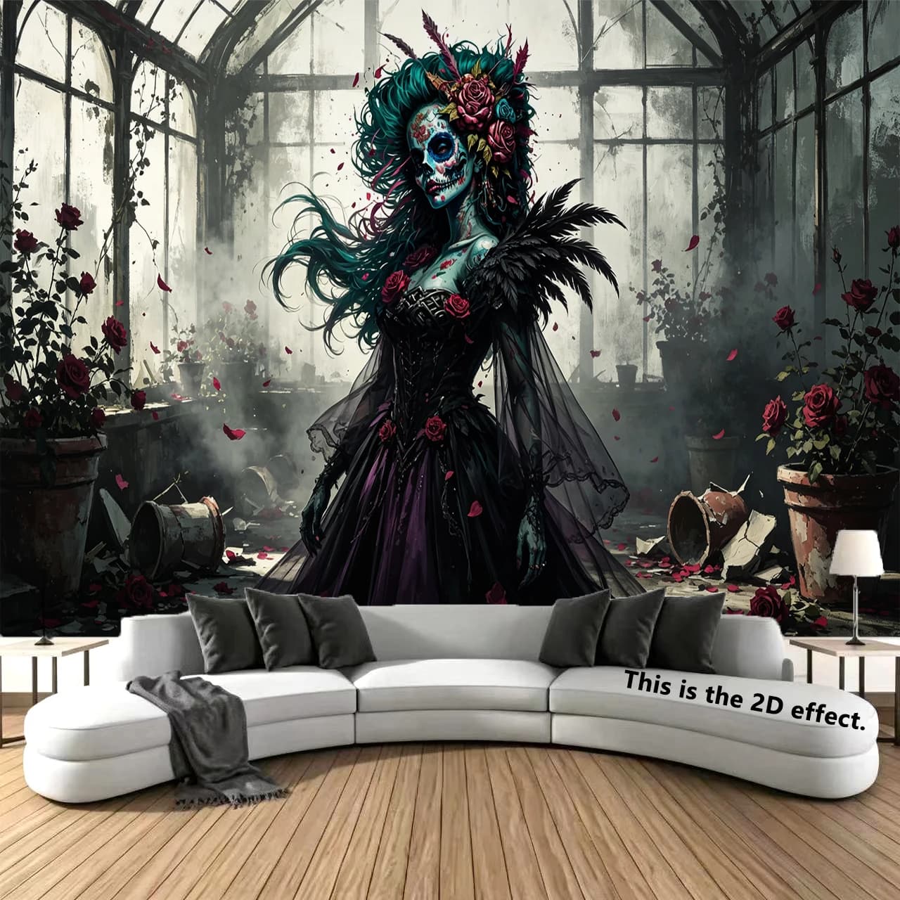 Gothic Sugar Skull Rose Background Cloth Hanging Cloth Bedroom Bedside Decorative Wall Cloth Dormitory Tapestry