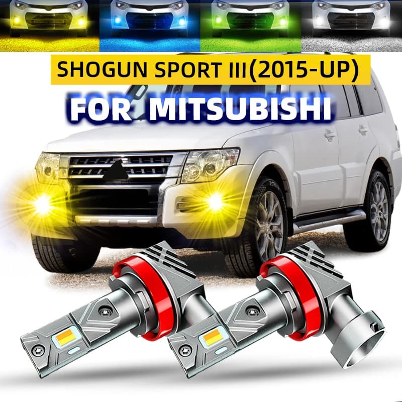 2pcs Auto LED Fendinebbia Anteriori Lampadine Doppi Colori Switchback Bianco Giallo Per Mitsubishi PAJERO SPORT 3 2015 2016 2018 2020 2022