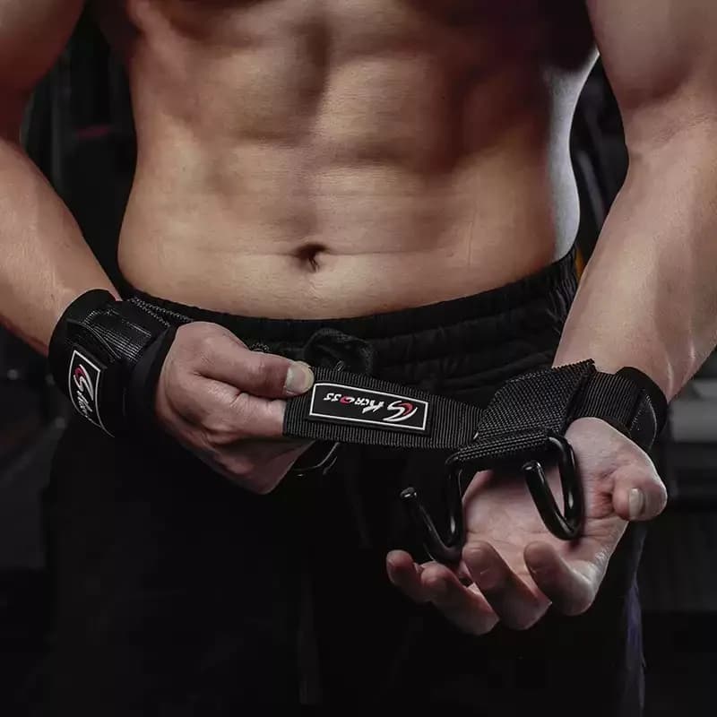 Iron Deadlifts Weight Lift Traction Hook Fitness Gym Gloves Anti-slip Durable Gloves with Wrist Protection