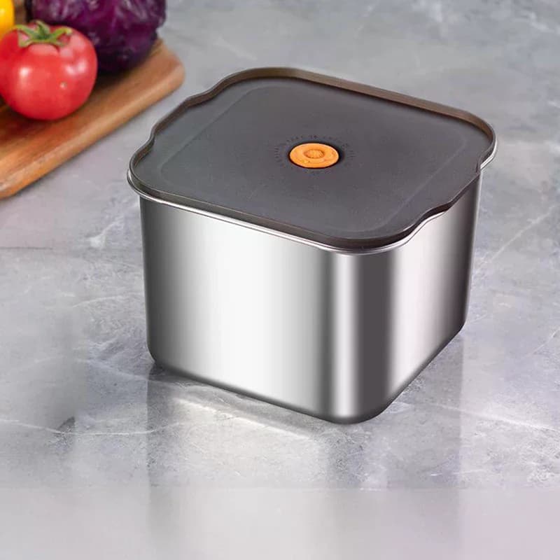 Scatola per la conservazione della freschezza in acciaio inossidabile Scatola per il pranzo sigillata a prova di perdite Scatola per frutta con coperchio Contenitore per gnocchi Scatola di immagazzinaggio refrigerata