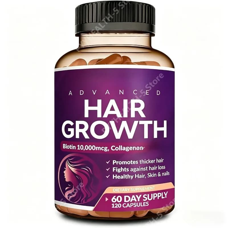 Integratori Vitaminici per la Crescita dei Capelli per Donne | Biotina 10000mcg, Collagene, Supporto per Pelle e Unghie 120 Capsule Fornitura per 60 Giorni