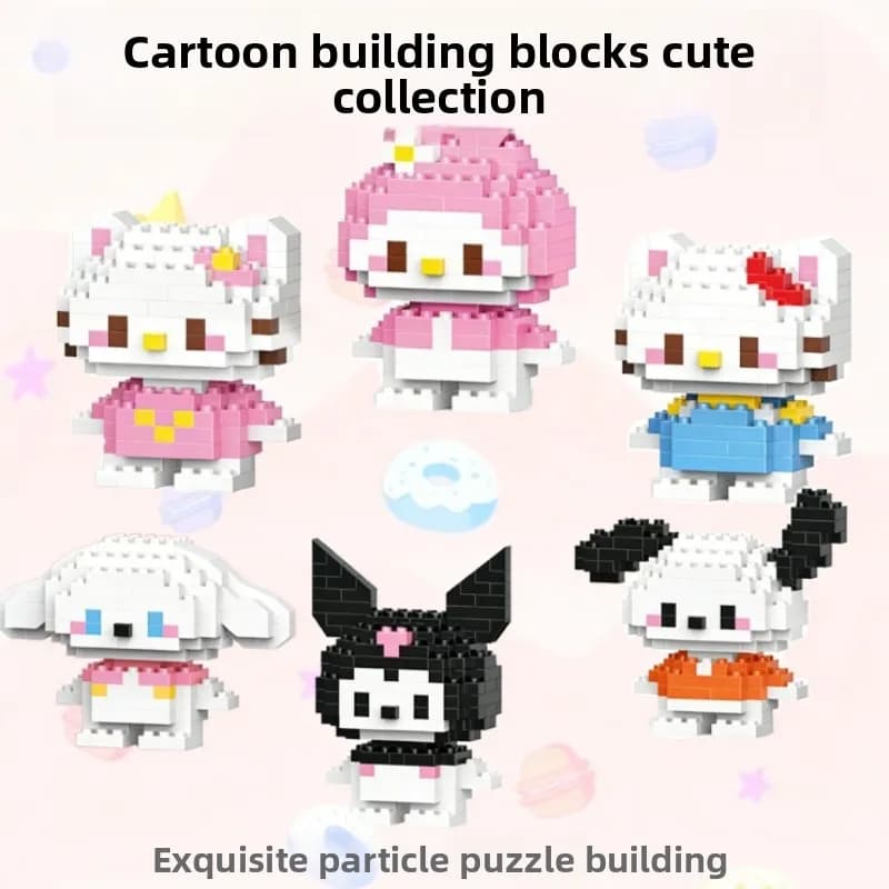 Set di Mattoncini da Costruzione Sanrio, Giocattoli di Costruzione con Personaggi dei Cartoni Animati per Bambini