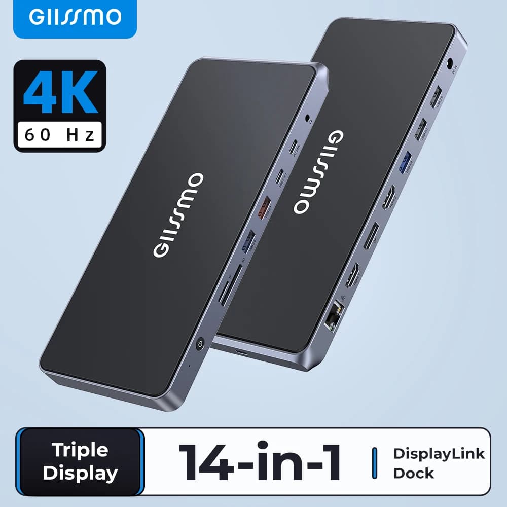 GIISSMO DisplayLink Dock Dock doppia docking station USB-C HDMI 4K con porta display Hub da 10 Gbps per laptop MacBook Surface Lenovo Dell