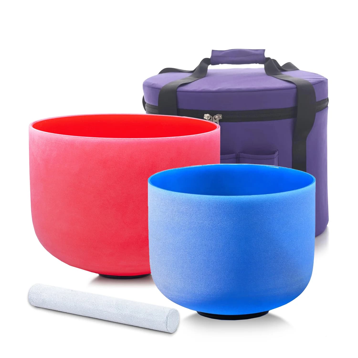 Hye-eun 8-10inch 2pcs Colored Quartz Crystal Singing Bowl Chakra Set C and G Note Sound Bowls with Bag for Meditation Healing