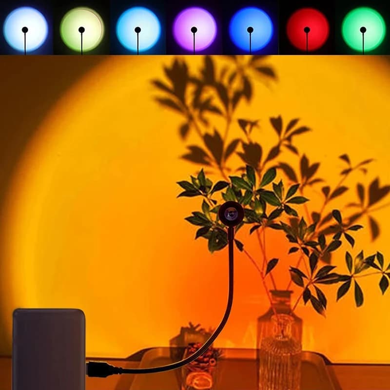 LED USB Lampada da tramonto Proiettore Decorazioni per la casa Luce notturna RGB Luce d'atmosfera portatile per soggiorno Fotografia da parete Lampada da luci al neon