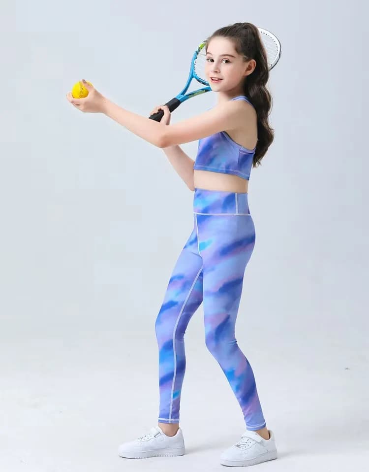 Gilet da yoga per bambini, set di abbigliamento sportivo ad asciugatura rapida, allenamento, corsa, tute sportive traspiranti e delicate sulla pelle, abbigliamento da yoga