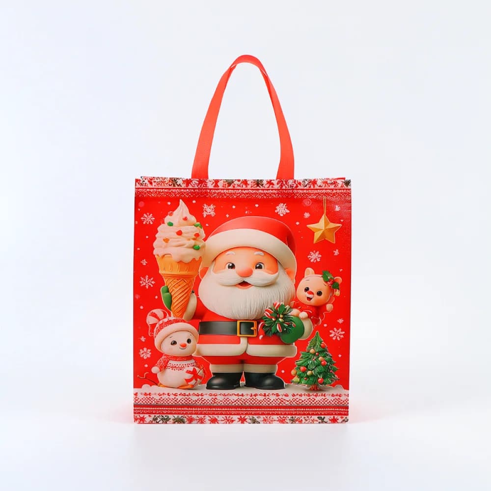 Reusable Non Woven Christmas Gift Bag Festive Holiday Pouch Present Wrapping Tote Xmas Party Candy Carrier Sack