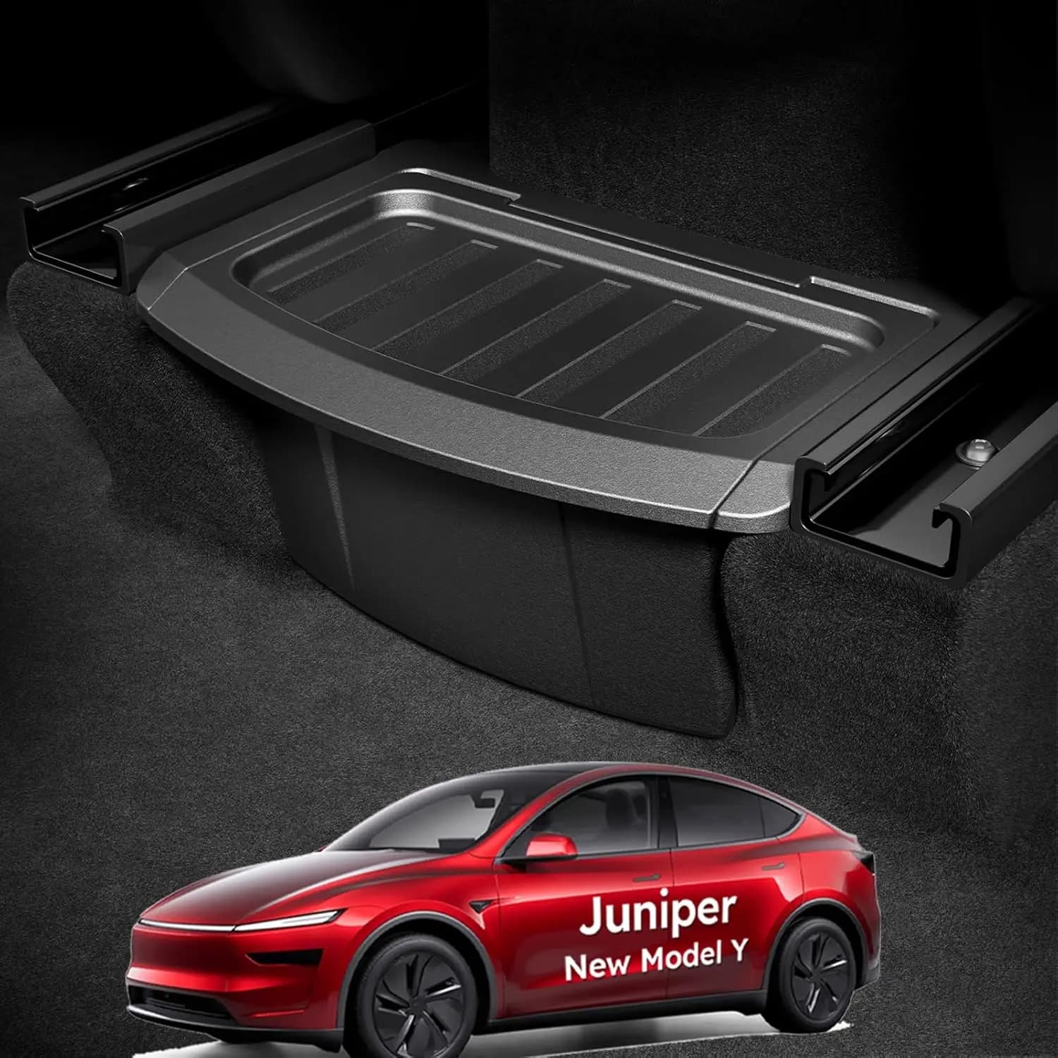 Organizer per Console Centrale Posteriore [Contenitore Divisorio e Installazione Stabile] Scatola Portaoggetti per Sedile Posteriore per Tesla Model 3/Y 2023-2025