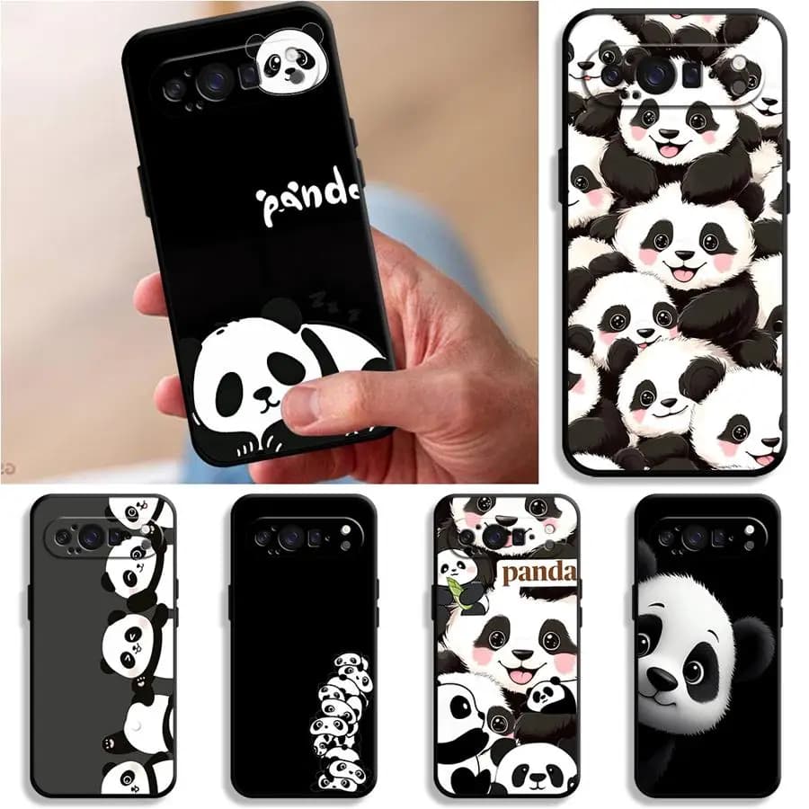 Cover per Telefono Funda per Google Pixel 10A 6a 7a 6 7 8 Pro 8a 9a 10 9 Pro XL Nero Bianco Panda