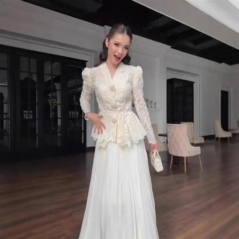 Elegant Long Sleeve Long Dress Set High Waist Knitted Cotton Polyester A-Line Silhouette Citywalk Suitable Midi Dress