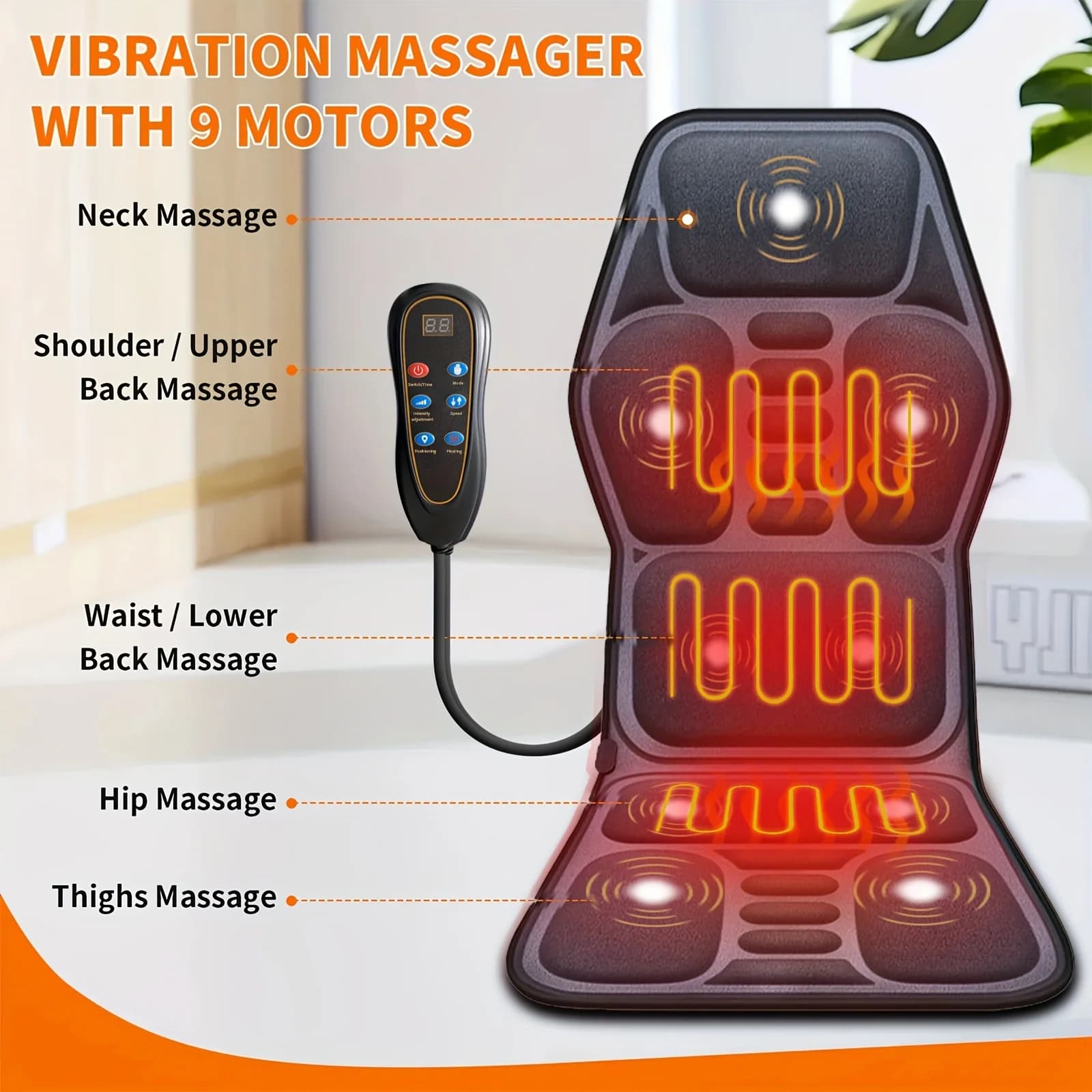 Ekmoey Massage Seat Cushion For Couch, Chair, Massager Mat With Heat, Lumbar Traction & Relax, 9 Vibration Motors & Triple Back Heating Pad, Full Body Massager For Back Waist Hip Leg, Massager Gift For Mom/Dad/Women/Men, Christmas Gift