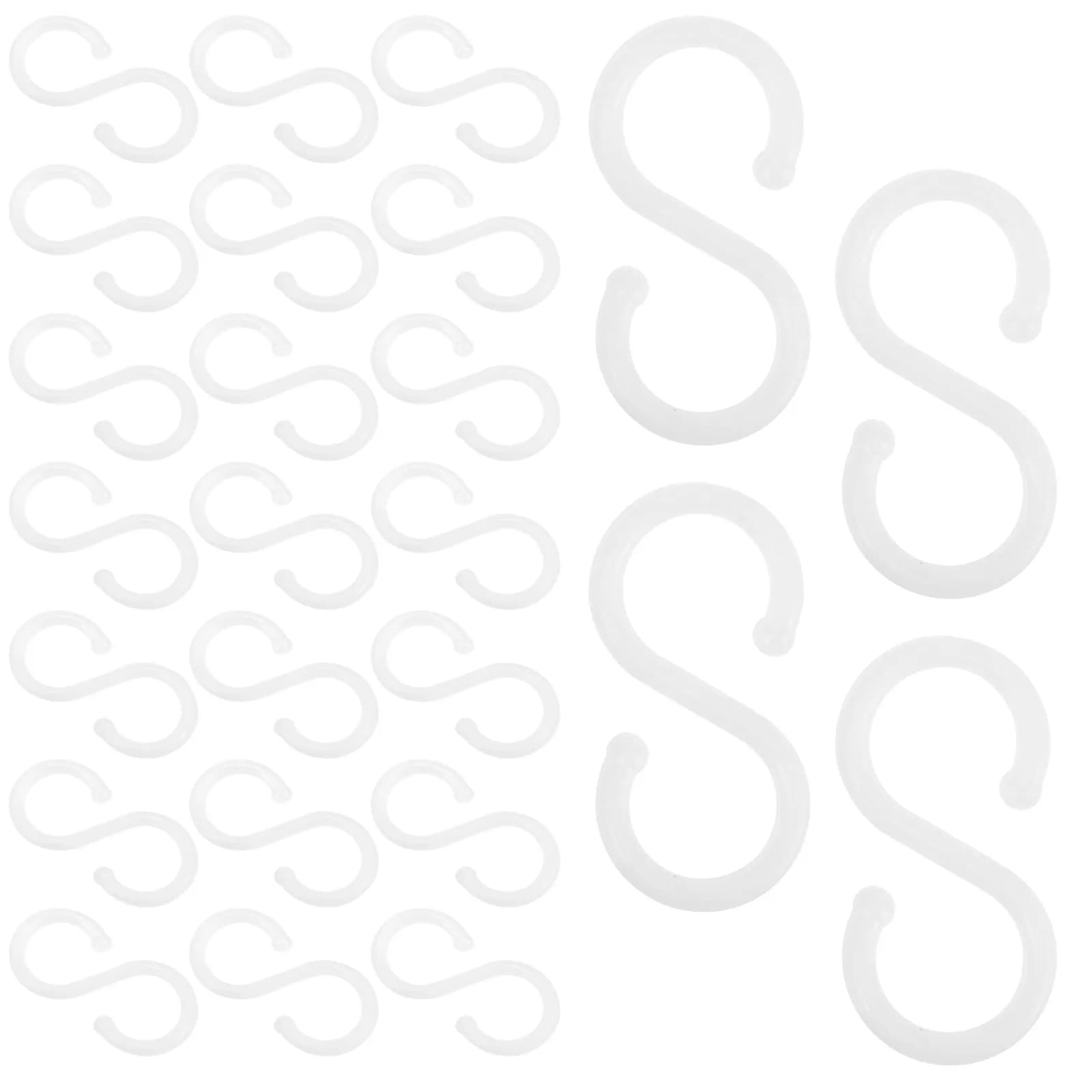 100Pcs S Shape Hooks Plastic Kitchen Bathroom Organizer Clothes Towel Utensils Hanging Rack Heavy Duty Hangers