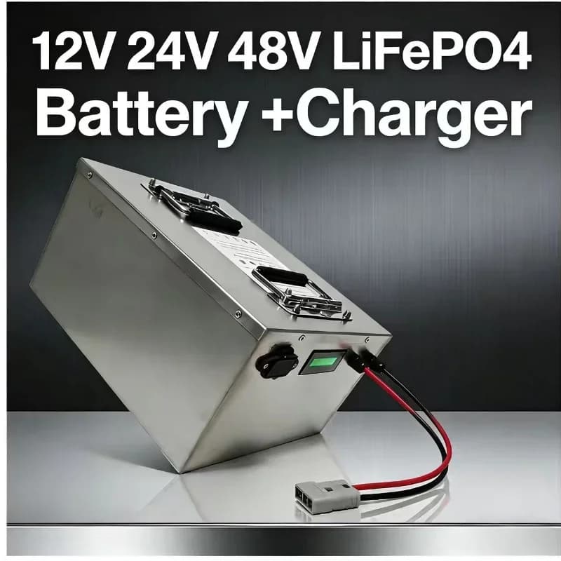 Batterie Premium LiFePO4 con supporto BMS integrato, inverter da 1200 W/2400 W, eliche per barche da pesca, camper e barche. Disponibile