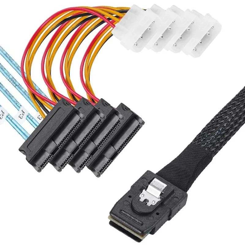 Mini SAS SFF cable from 8087 to 4 SFF -8482 4pin power hard drive cable from SFF-8087 4 cable SAS to 29pin SFF8482