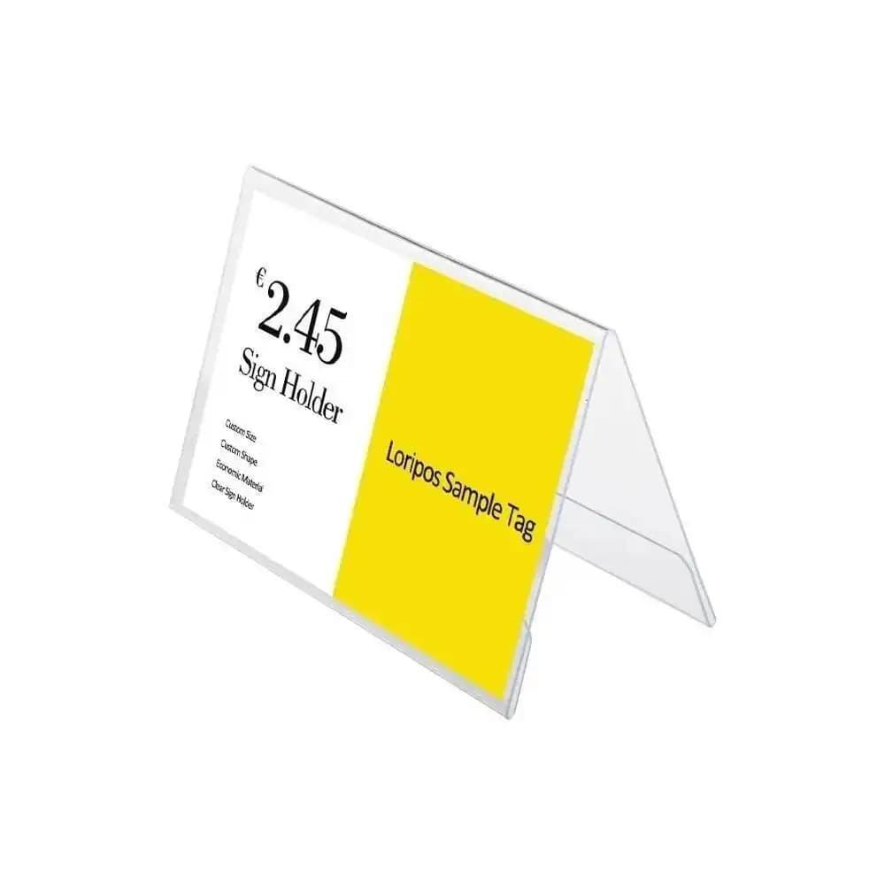 4 Pezzi Porta Cartellini da Tavolo a V Formato A4 per Ufficio, Espositore per Prezzi, Nomi, Biglietti da Visita, Etichette, Numeri di Tavolo