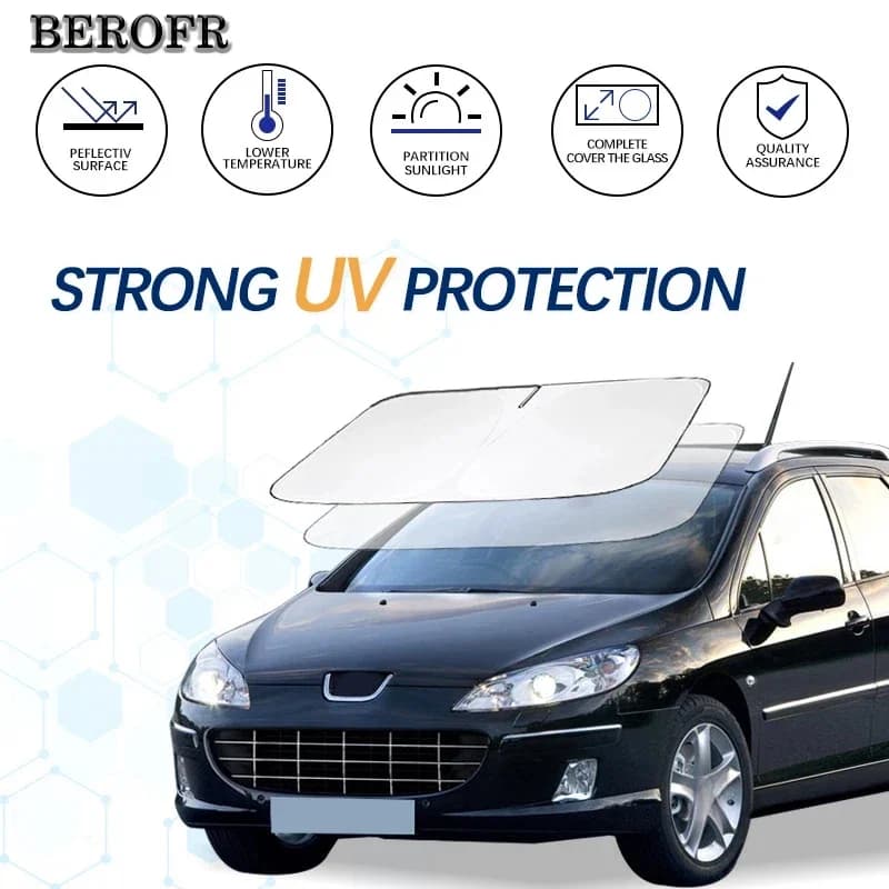 Windshield Sun Shade For Peugeot 407 Sunshade Sun Visor Protector Foldable Blocks UV Rays Keep Your Car Cooler