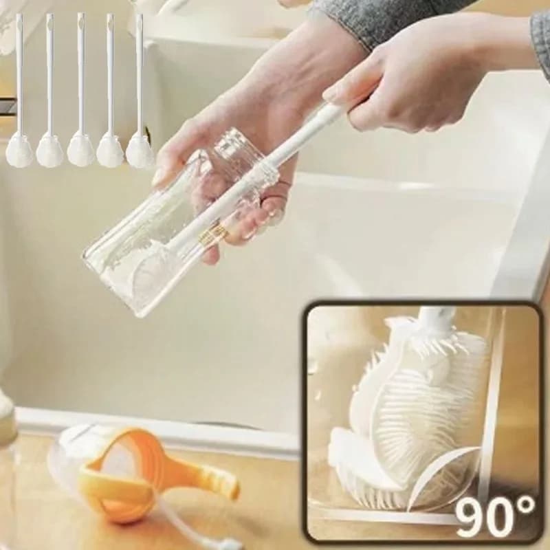 Foldable 360 Degree Comprehensive Cleaning Brush With Long Handle Design Reusable For Bottles And Cups Glass Cleaning