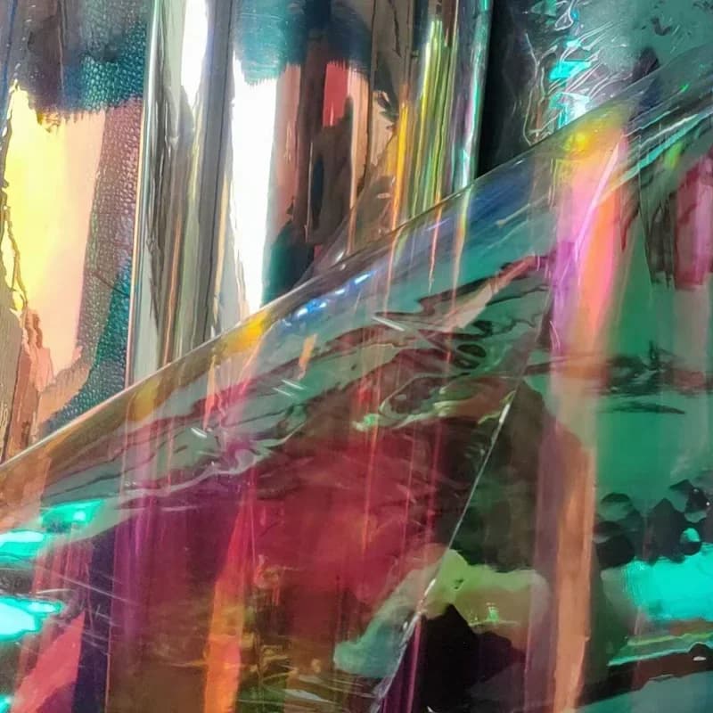 Pellicola sintetica iridescente in PVC, materiali di spessore 0,3 mm