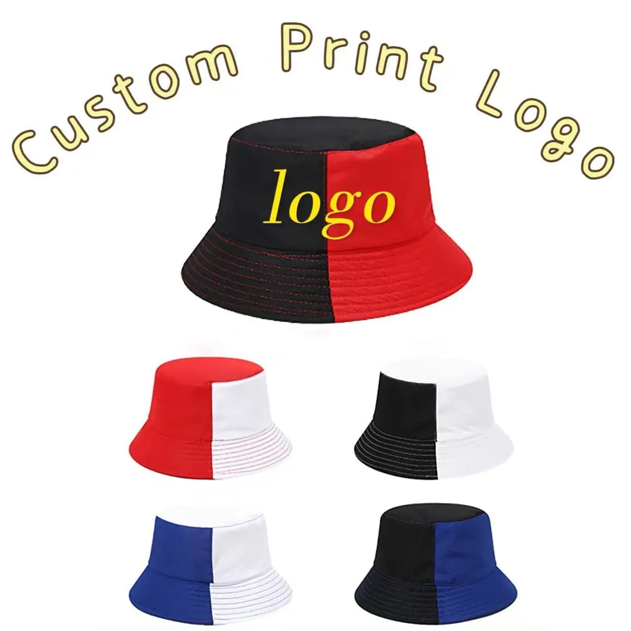 Customized Printed Logo Color Blocking Fisherman Hats Double-Sided Wearing Men's And Women's Outdoor Travel Sunscreen Basin Caps