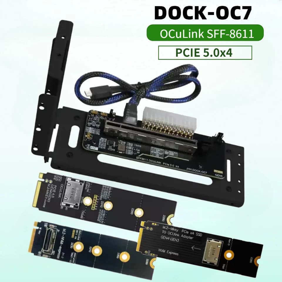 Dock GPU Esterna GEN5 eGPU PCIe 5.0 X4 OCuLink per Notebook, Espansione Esterna per Console di Gioco Portatile/Laptop, Supporto in Metallo per DIY
