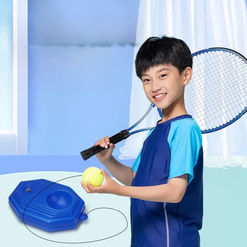 Children's Tennis Rack, Beginner's Equipment, Single Player Training Tool, Glass Fiber Handle with Rigid Cover
