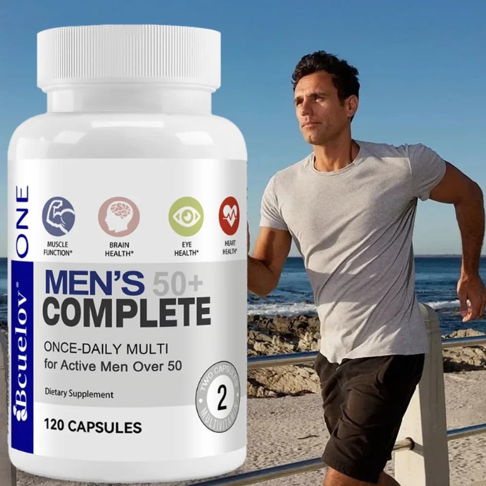 Multivitaminico per Uomini 50+ - Formula ad Alta Potenza, per la Salute di Cervello, Occhi e Cuore, 120 Capsule