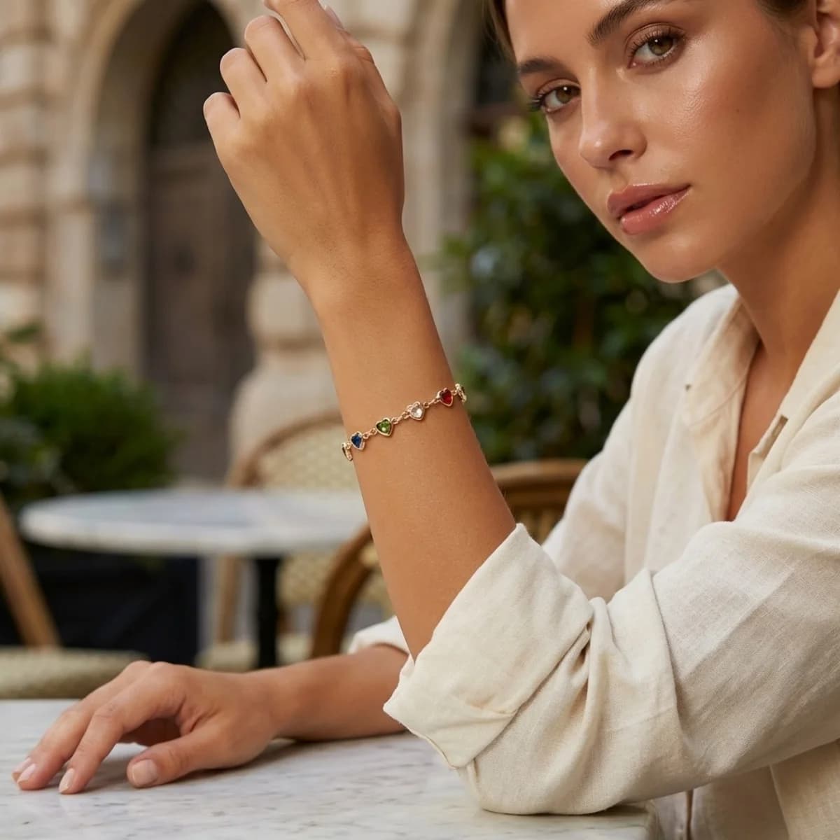 Braccialetti con cuore in strass colorati per donna e uomo, bracciale a catena con cuore in cristallo brillante, gioielli per matrimoni e feste.
