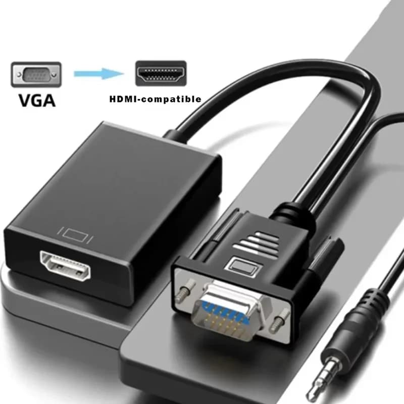 Adattatore convertitore da VGA a HDMI – VGA maschio a HDMI femmina 1080P con uscita audio da 3,5 mm, compatibile con PC, laptop, HDTV, proiettore