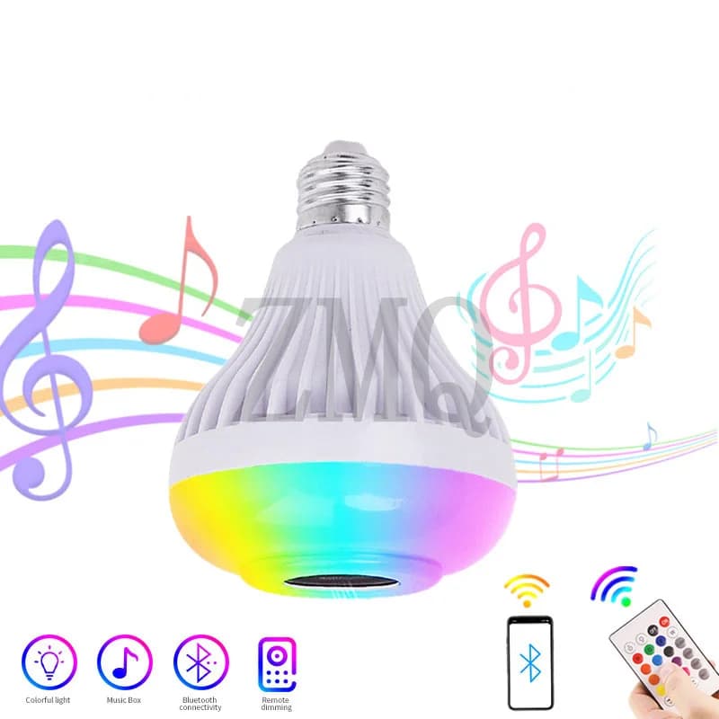 12W RGB E27 Music RGB Color Changing Light Bulb Bluetooth Speaker Multicolor Decorative Bulb with Remote Control for Party Home
