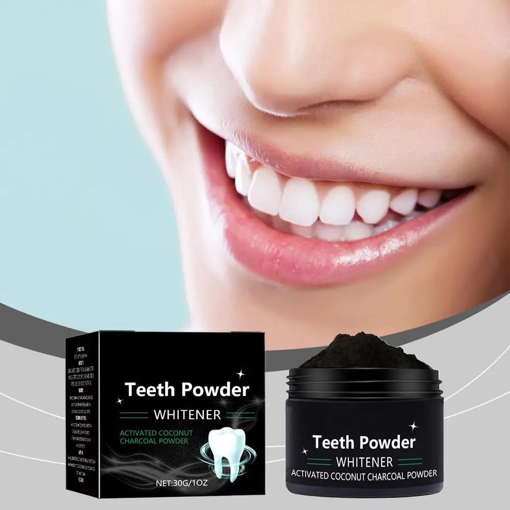 Polvere sbiancante per denti al carbone attivo Smacchiatore di menta naturale Pulizia profonda Alito fresco per l'igiene orale quotidiana Polvere per denti