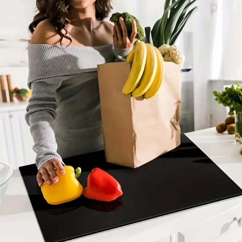 Grande tagliere in PET nero ad alta resistenza con bordo protettivo - Protezione da banco durevole e sicura per alimenti essenziali da cucina