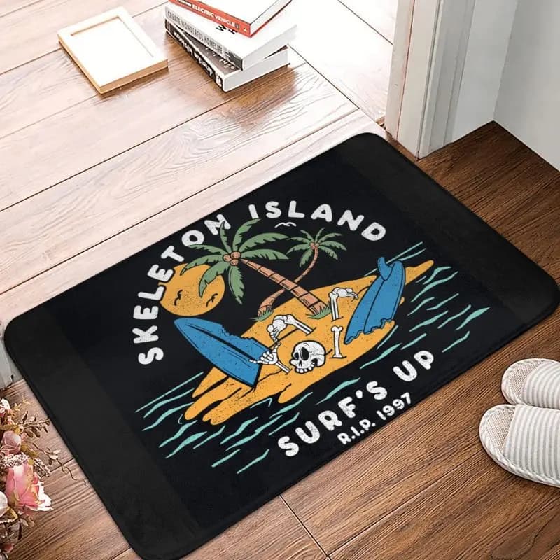 Zerbino da surf con teschio personalizzato, antiscivolo, per ingresso, bagno, cucina, porta, tappetino, spiaggia, mare, surfista, soggiorno, tappeto