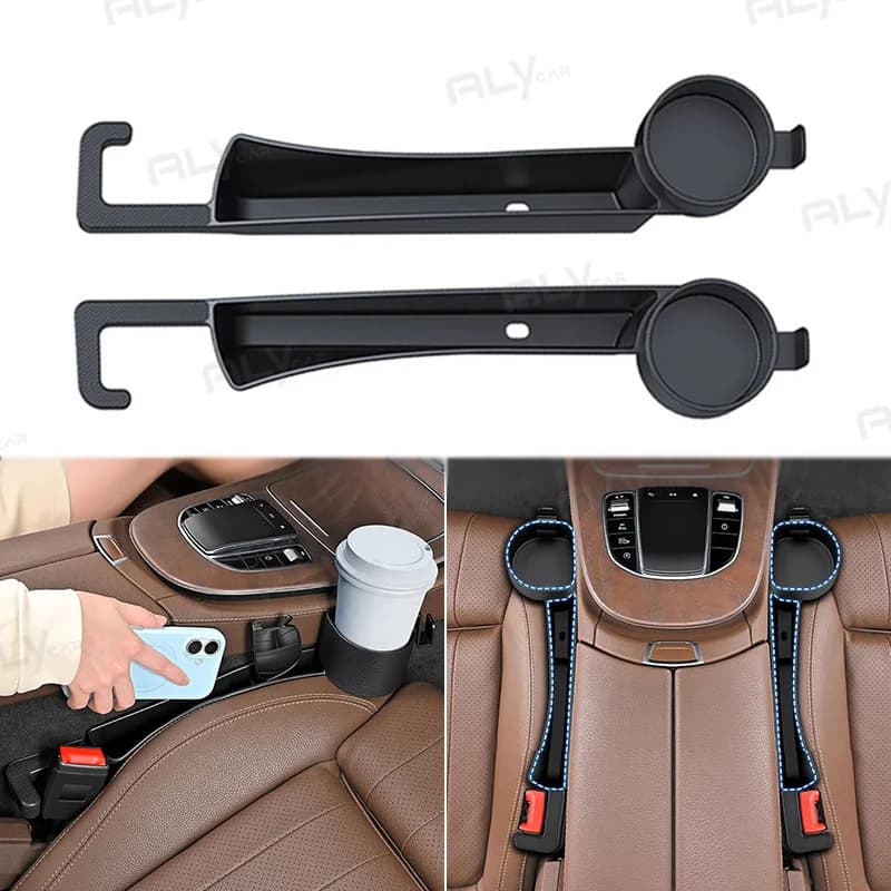 Universal 2 in 1 Car Seat Gap Storage Box Cup Holder Multifunction Side Seat Crevice Filler Organizer Drink Rack Storage Pocket