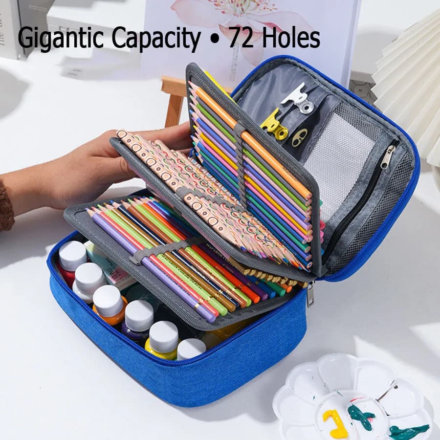 Borsa portaoggetti per matite colorate a 72 fori Colori nero rosso Custodia di grande capacità Porta scatole Materiale scolastico Studente di cancelleria