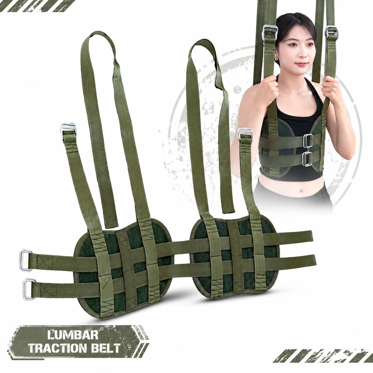 Lumbar Traction Belt Hanging Pull Up Bar Back Stretcher Canvas Adjustable Decompression Waist Support Sling Non slip