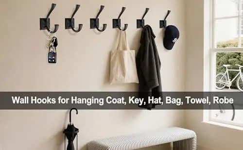 8 ganci vintage neri da parete per cappotti, cappelli, chiavi, borse, asciugamani, vestaglie - Robusto organizer per ingresso e bagno