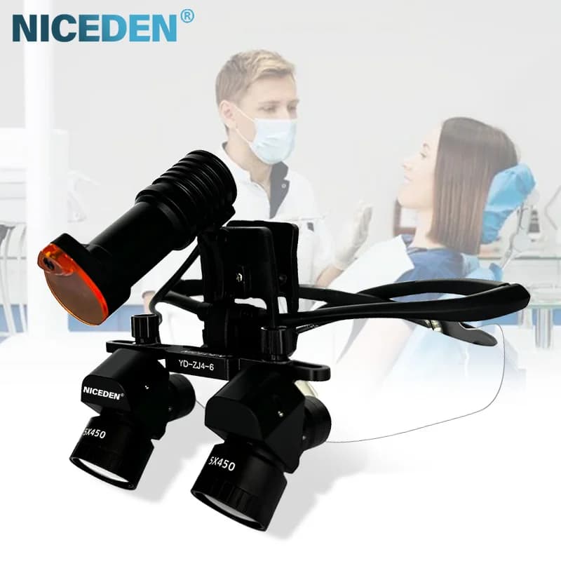 Niceden 5x lenti d'ingrandimento binoculare dentale 5w LED laboratorio medicina lente d'ingrandimento luce attrezzatura chirurgica dentale
