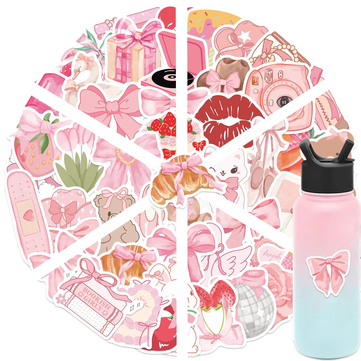 50Pcs Pink Fun Park Stickers Cartoon Vinyl Decals for DIY Laptop Skateboard Suitcase Reusable Stickers for Adults Party Decor