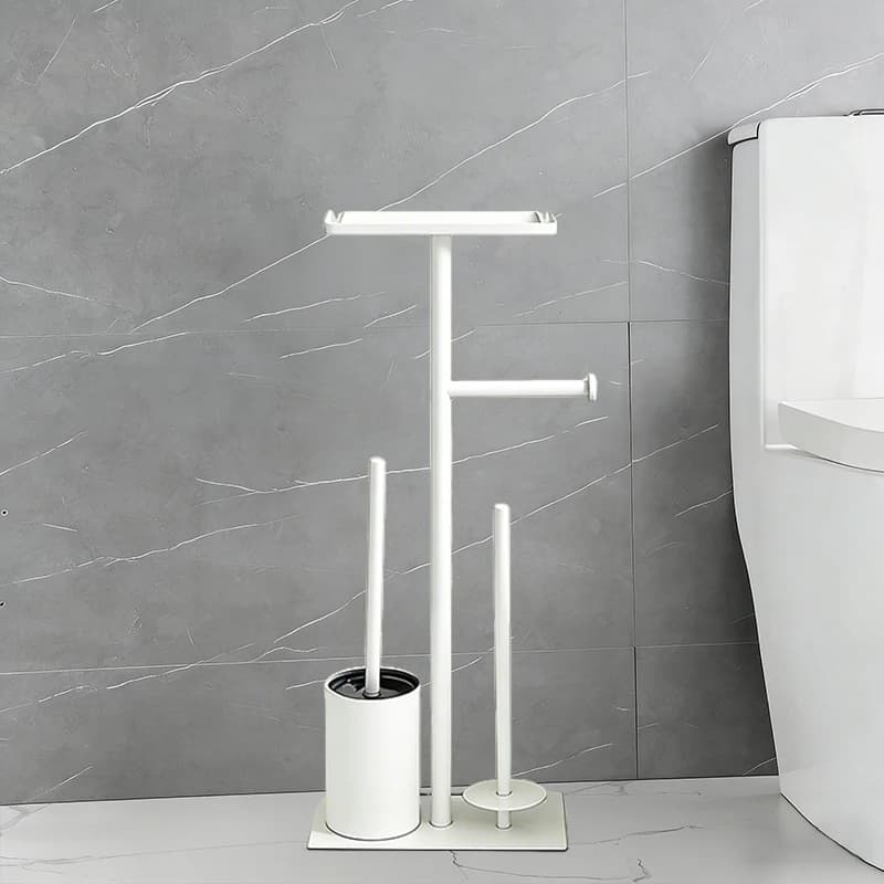 Nuovo porta rotolo di carta igienica da terra con porta scopino, porta salviette e porta rotolo di carta igienica verticale integrato, impermeabile, per bagno domestico