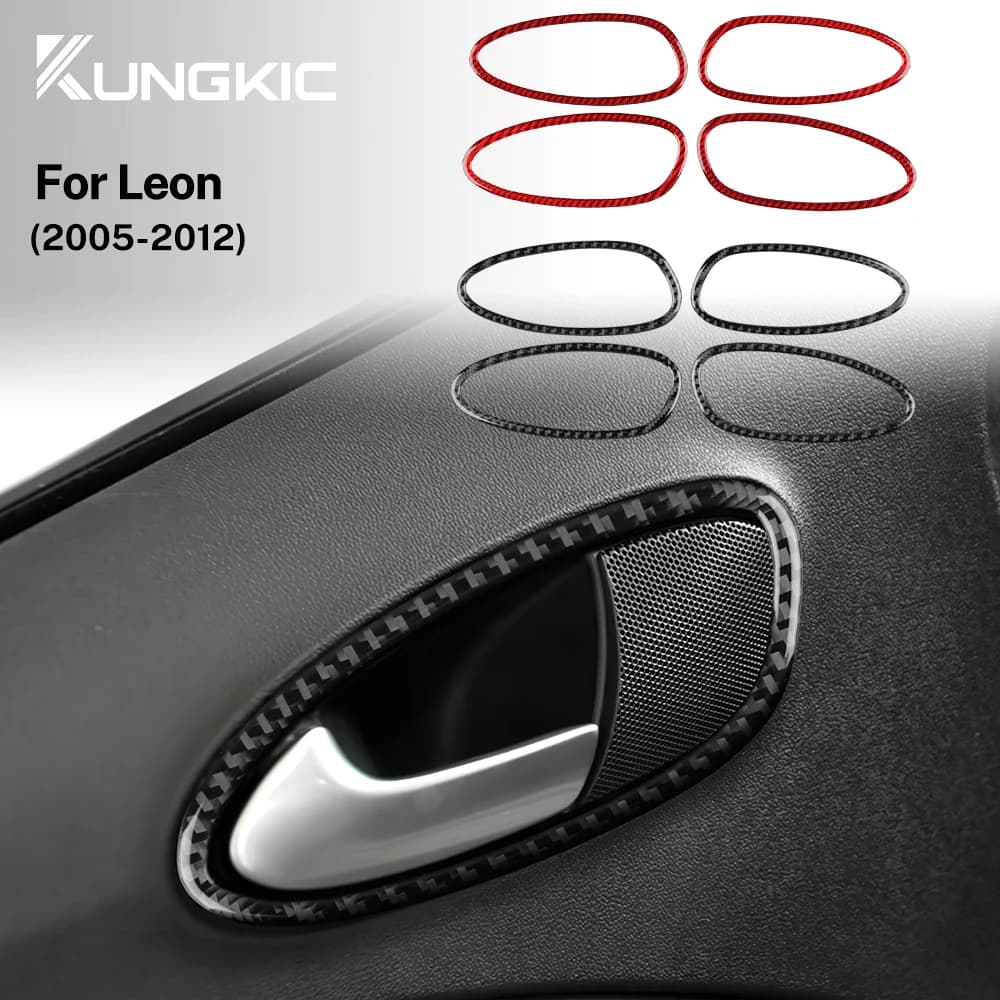 Real Soft Carbon Fiber For Seat Leon MK2 SEAT Altea 2005 2006 2007 2008 2009 2010 2011 2012 Car Inner Door Handle Switch Sticker