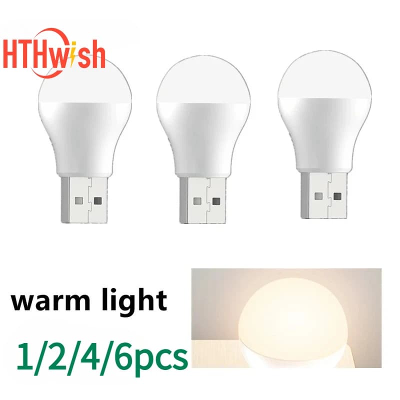 1/2/4/6pc Mini USB LED Luce notturna Luce calda 5V Super luminoso Lampada da lettura per banca di potere/Computer Caricatore Lampade da libro