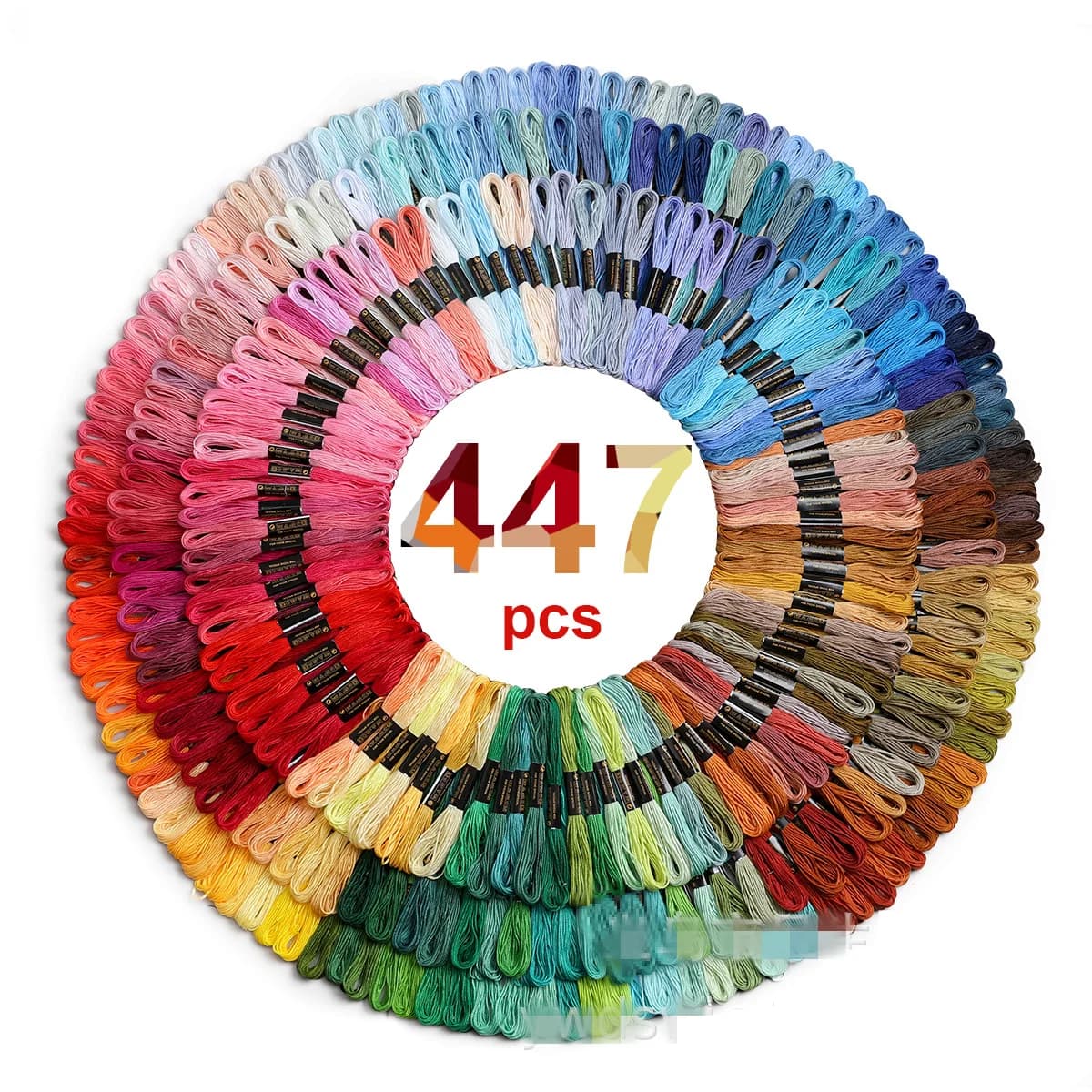 Kit di 50/100/150/200/447 Pezzi di Filo da Ricamo Multicolore, Fili per Punto Croce, Gomitoli di Cotone per Cucito, Set di Strumenti Fai-da-Te