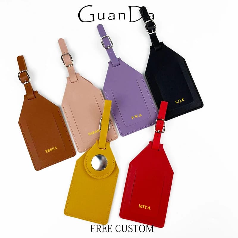 Travel Bag Label with Custom Name Incision Initial Fashion Air Label Bag PU Leather Bag Card Holder with Wholesale Name