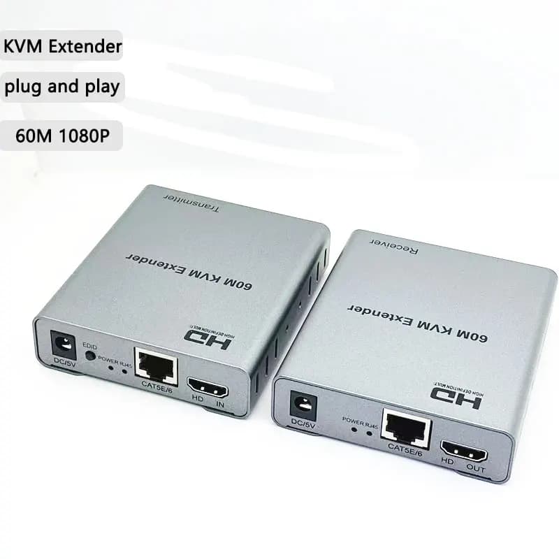 60M HDMI KVM compatible video extender transmitter via Ethernet cable RJ45 CAT5e Cat6 keyboard mouse support