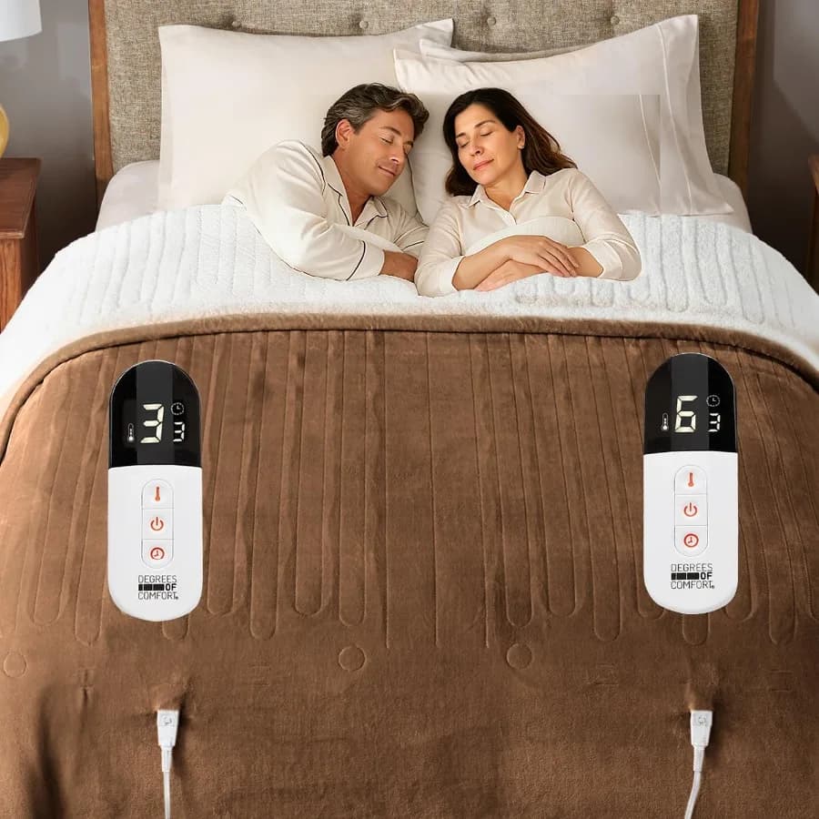 Sherpa Coperta elettrica morbida a doppio controllo Coperte riscaldanti king size Lavabile 1-10 ore Spegnimento automatico Doppia zona 6 Calore S